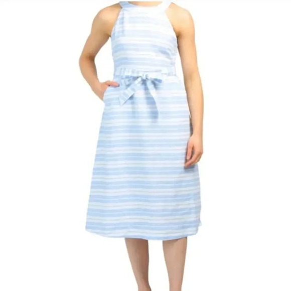 Sigrid Olsen Dutch Striped Linen Dress - Picture 1 of 9